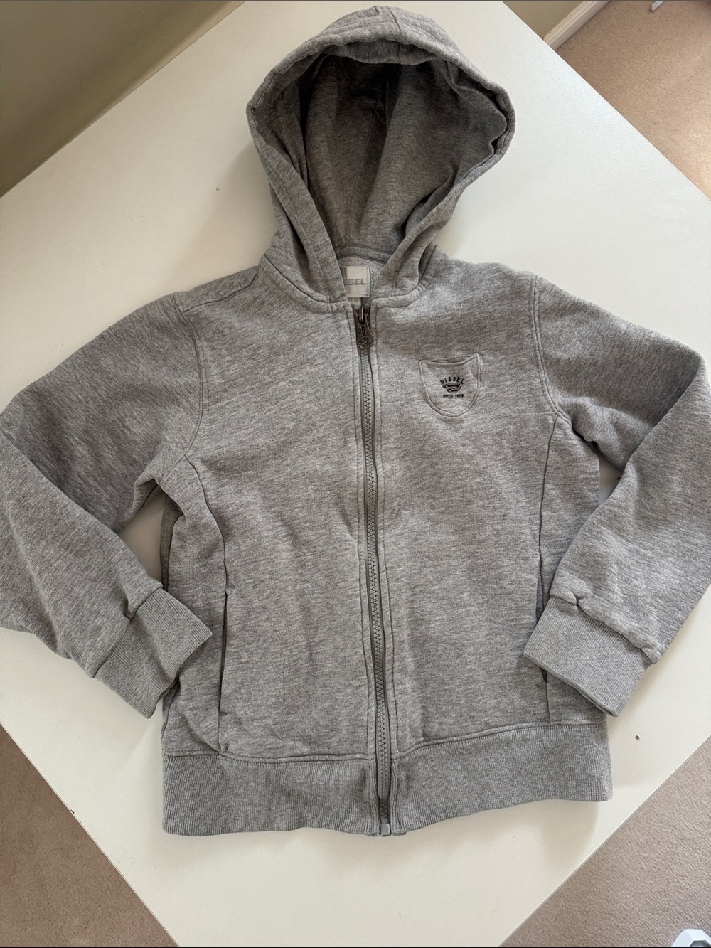 Diesel Kids Grey Zip-Up Hoodie Sweatshirt